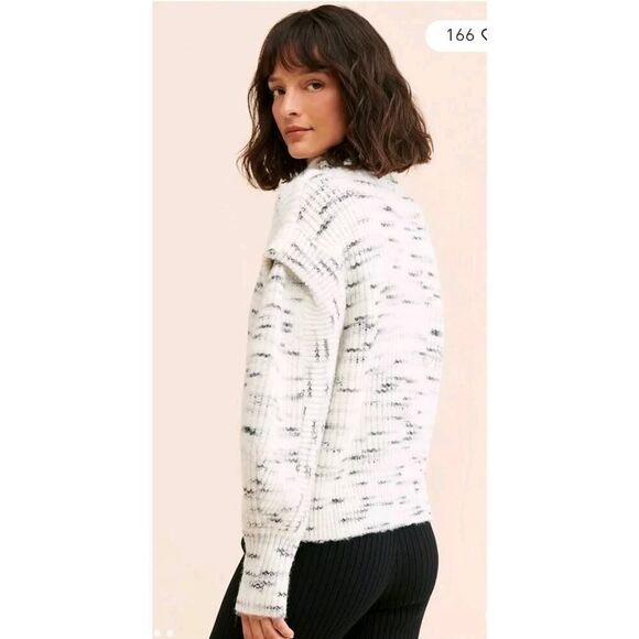 Varley $158 Black/White Belgrave‎ Knit Sweater Funnel Neck Dramatic Sleeve Small - Picture 2 of 14